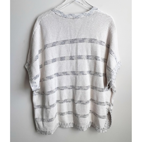 Vince Striped V-neck Dolman Short Sleeve Sweater Size M/L - Picture 7 of 8